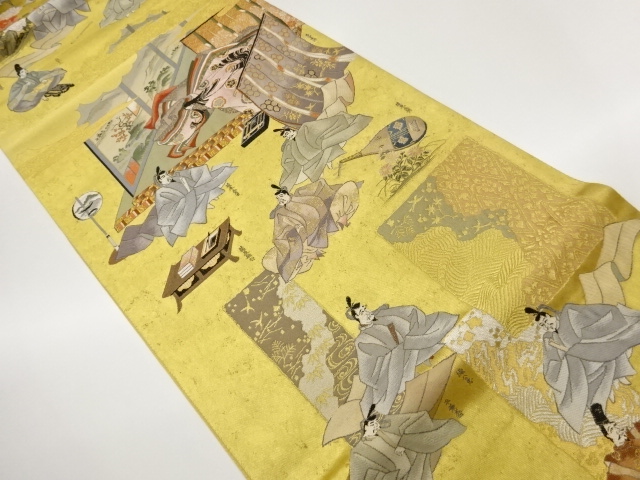 JAPANESE FUKURO OBI / GOLD FOIL / WOVEN PEOPLE IN THE PAST